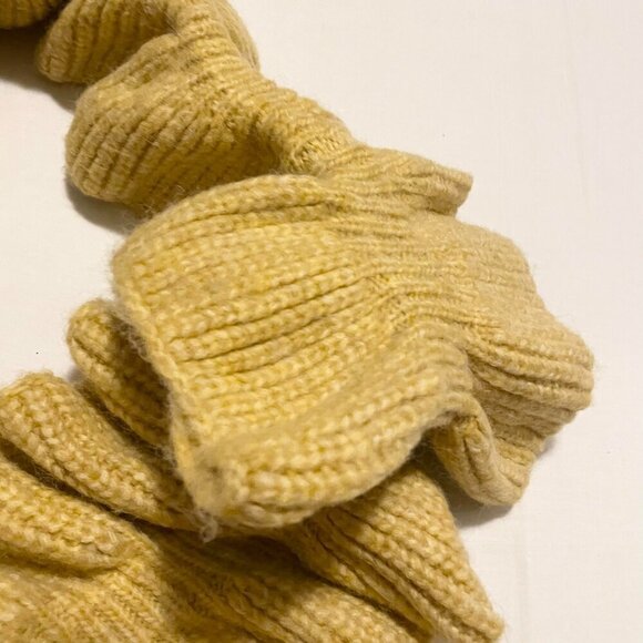 Zara Long Knit Yellow Scarf Ruffle Rouched Wrap Around Neck Warmer Youth - Picture 12 of 13